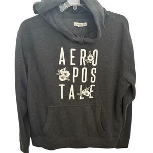 Aeropostale Women's Floral‎ Pullover Hoodie Gray Size L
